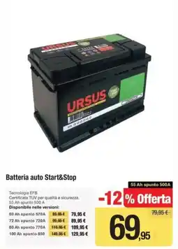 Handy fai da te Batteria auto Start&Stop Ursus offerta