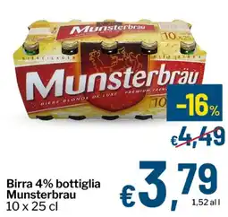 Qui Discount Birra 4% bottiglia Munsterbrau offerta