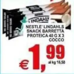 Pewex Nestlé Lindahls snack barretta proteica 40 g x 3 cocco offerta