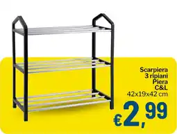Qui Discount Scarpiera 3 ripiani Piera C&L offerta