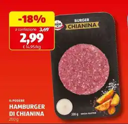 ALDI IL PODERE HAMBURGER DI CHIANINA offerta
