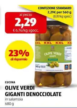 ALDI OLIVE VERDI GIGANTI DENOCCIOLATE offerta