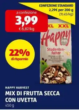 ALDI HAPPY HARVEST MIX DI FRUTTA SECCA CON UVETTA offerta