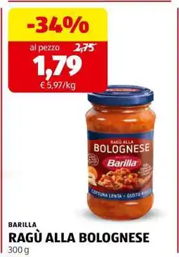 ALDI Barilla Ragù alla Bolognese offerta