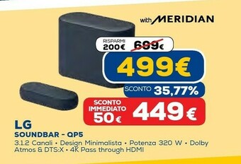 Euronics Eclair qp5 soundbar compatta 320w 3.1.2 canali dolby atmos dts:x - nera offerta
