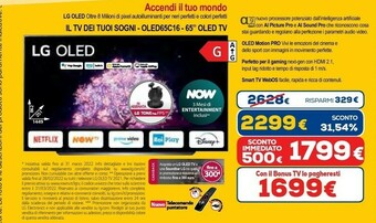 Euronics Oled65c16la tv 165,1 cm (65") 4k ultra hd smart tv wi-fi bianco offerta