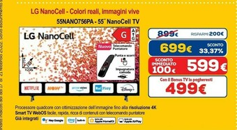 Euronics Nanocell 55nano756pa 139,7 cm (55") 4k ultra hd smart tv wi-fi blu offerta