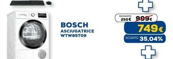 Euronics Serie 6 wtw85t09it asciugatrice libera installazione caricamento frontale 9 kg a++ bianco offerta