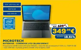 Microtech notebook corebook lite cbl15b/256wit