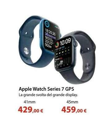 Euronics Watch series 7 gps, 41mm cassa in alluminio blu con cinturino sport azzurro offerta