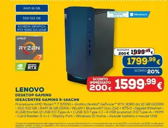 Euronics Desktop gaming ideacentre gaming 5-14acn6 offerta