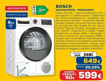 Euronics Wqg24100it asciugatrice libera installazione caricamento frontale 9 kg a++ bianco offerta