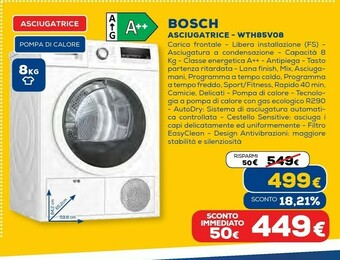 Euronics Serie 4 wth85v08it asciugatrice libera installazione caricamento frontale 8 kg a++ bianco offerta