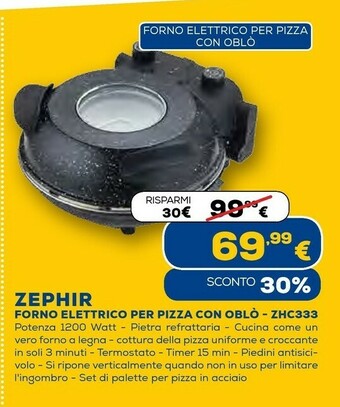 Euronics Forno elettrico per pizza con oblò zhc333 offerta