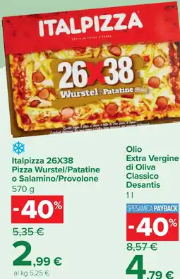 Carrefour Express Italpizza 26X38 Pizza Wurstel/Patatine o Salamino/Provolone offerta