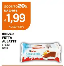 Ekom Kinder fetta al latte offerta