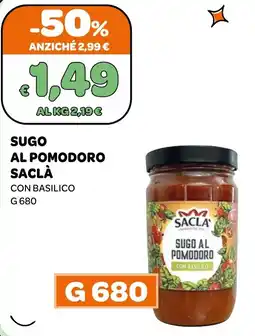 Ekom Sugo al pomodoro Sacla' con basilico offerta