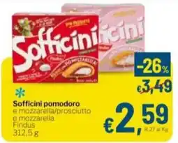 Aldel Discount Sofficini pomodoro e mozzarella Findus offerta