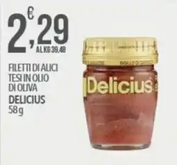 Iper Romagnolo Filetti di alici tesi in olio di oliva Delicius offerta