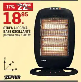 Stufa alogena base oscillante ZEPHIR
