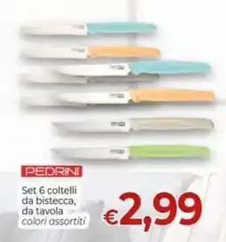 Maxi Nonna Isa Pedrini set 6 coltelli da bisteca, da tavola colori assortiti offerta