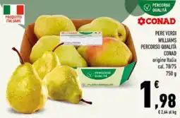 Conad Tuday Pere verdi Williams Percorso Qualità Conad offerta