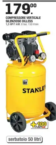 Brico OK Compressore verticale silenzioso oilless Stanley offerta