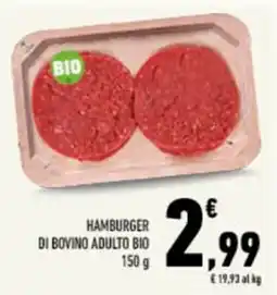 Conad Tuday Hamburger di bovino adulto bio offerta