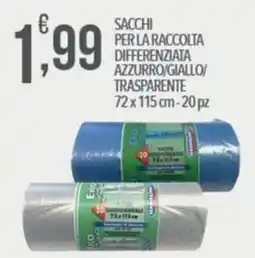 Iper Romagnolo Sacchi per la raccolta differenziata azzurro/giallo/trasparente offerta