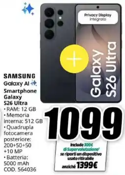 MediaWorld Samsung Galaxy S26 Ultra offerta