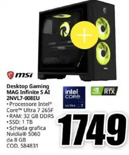 MediaWorld Desktop Gaming MSI MAG Infinite S AI offerta