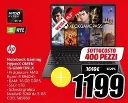 MediaWorld hp Notebook Gaming HyperX OMEN offerta