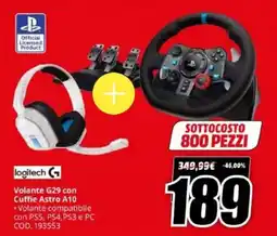 MediaWorld Logitech Volante G29 con Cuffie Astro A10 offerta