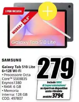 MediaWorld Samsung Galaxy Tab S10 Lite offerta