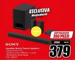 MediaWorld Sony Soundbar Bravia Theatre System 6 offerta