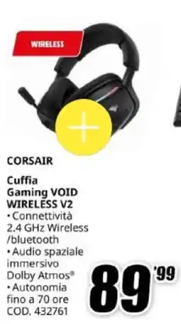 MediaWorld Corsair cuffia gaming void wireless v2 offerta