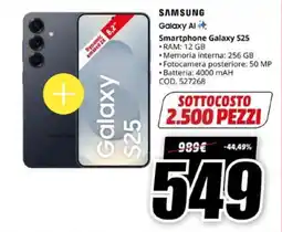 MediaWorld Samsung Galaxy AI Smartphone Galaxy S25 offerta