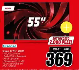 MediaWorld Hisense Smart TV 55" 55Q75 offerta