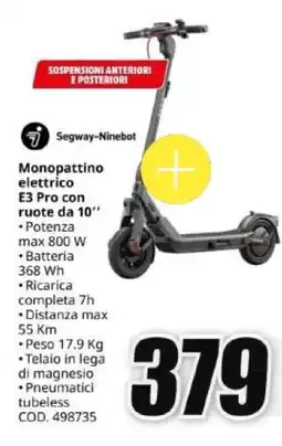 MediaWorld Segway-Ninebot Monopattino elettrico E3 Pro con ruote da 10'' offerta