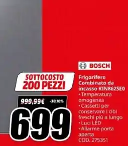 MediaWorld Frigorifero Combinato da incasso Bosch offerta