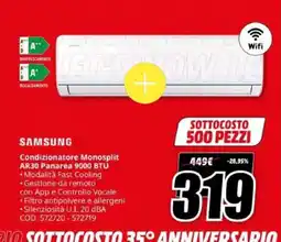 MediaWorld Samsung Condizionatore Monosplit AR30 Panarea 9000 BTU offerta