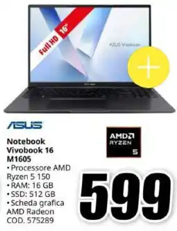 MediaWorld Asus Notebook Vivobook 16 offerta