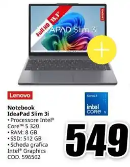 MediaWorld Lenovo Notebook IdeaPad Slim 3i offerta