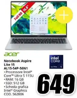 MediaWorld Acer Notebook Aspire Lite 15 offerta