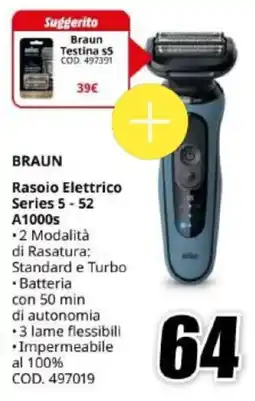 MediaWorld Braun Rasoio Elettrico Series 5 - 52 A1000s offerta