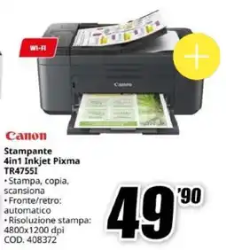 MediaWorld Canon Stampante 4in1 Inkjet Pixma TR4755I offerta