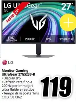 MediaWorld LG Monitor Gaming UltraGear 27G523B-B offerta