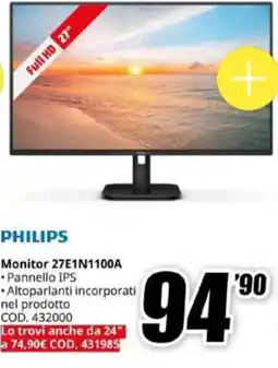 MediaWorld Philips Monitor 27E1N1100A offerta