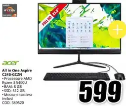 MediaWorld Acer All in One Aspire C24B-GCZN offerta
