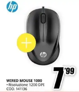 MediaWorld hp Wired Mouse 1000 offerta